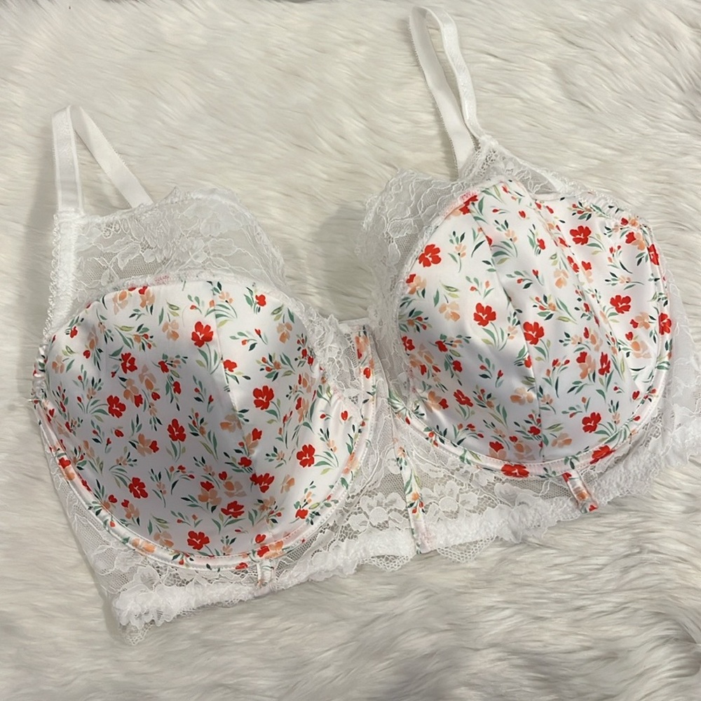 Adore Me Savana Contour Bra 40H White Lace Plus Size Full Coverage EUC